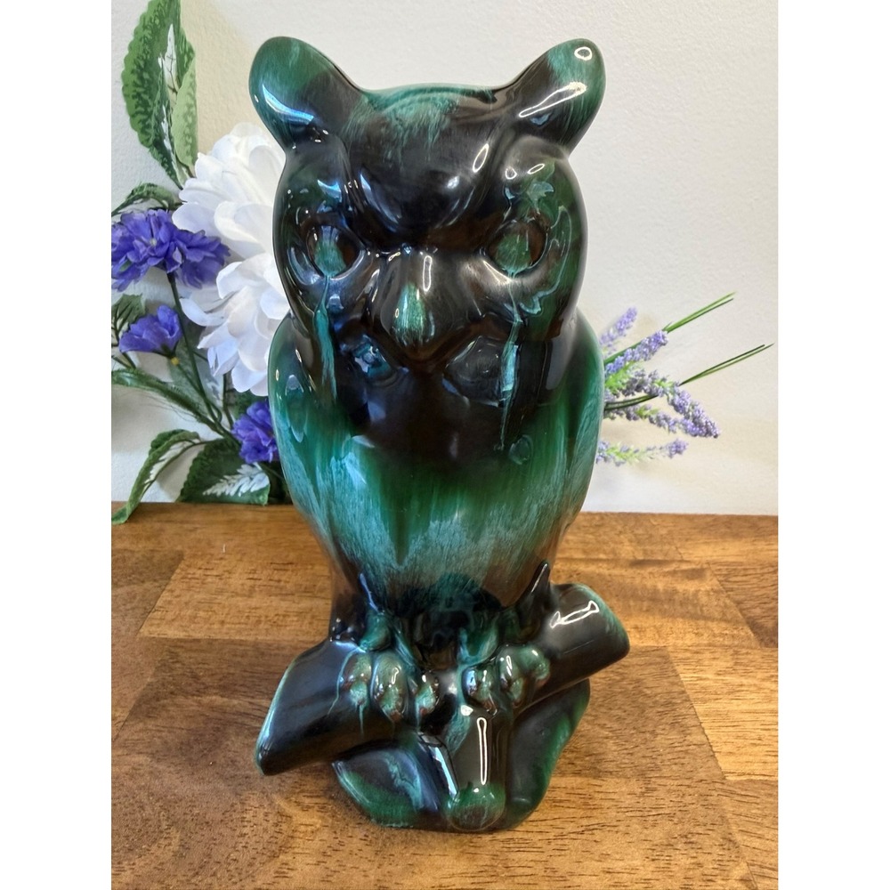 Vintage Blue Mountain Pottery Owl Large Canadian Art Pottery Figurine Bird Decor